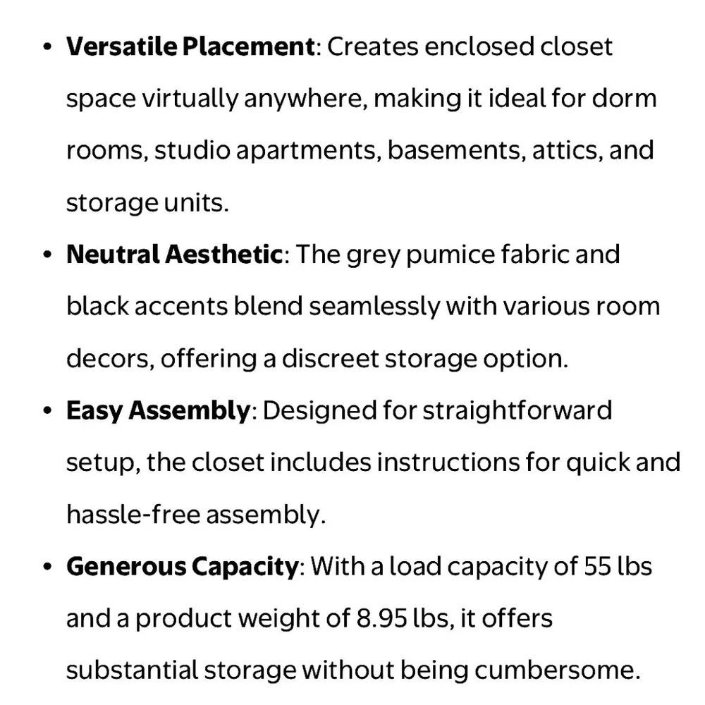Mainstays Single Steel Tier Zippered Extra Wide Clothes Closet
